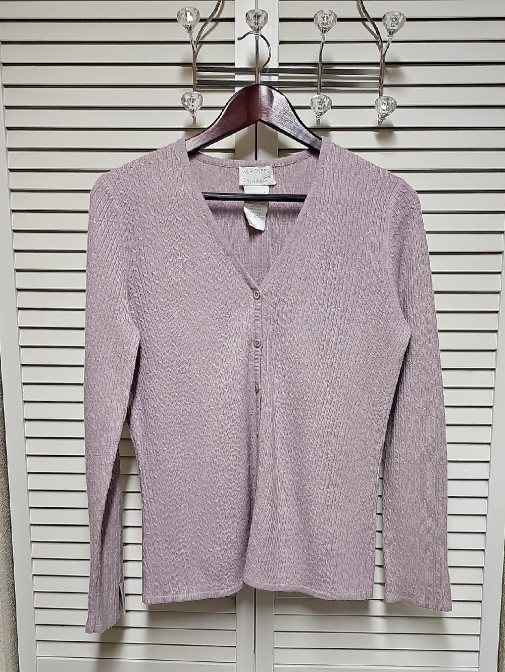 EUC Vintage Designers Originals Lavender V-Neck Button-Front Cardigan Sweater